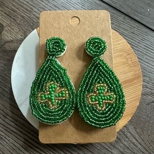St. Patrick's Day Hand Beaded Earrings Jewelry Shamrock Earrings